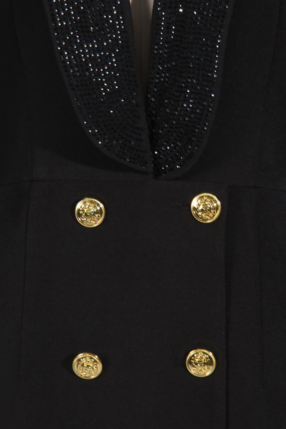 Glitrende sort sjal revers backless beading kvinders blazer