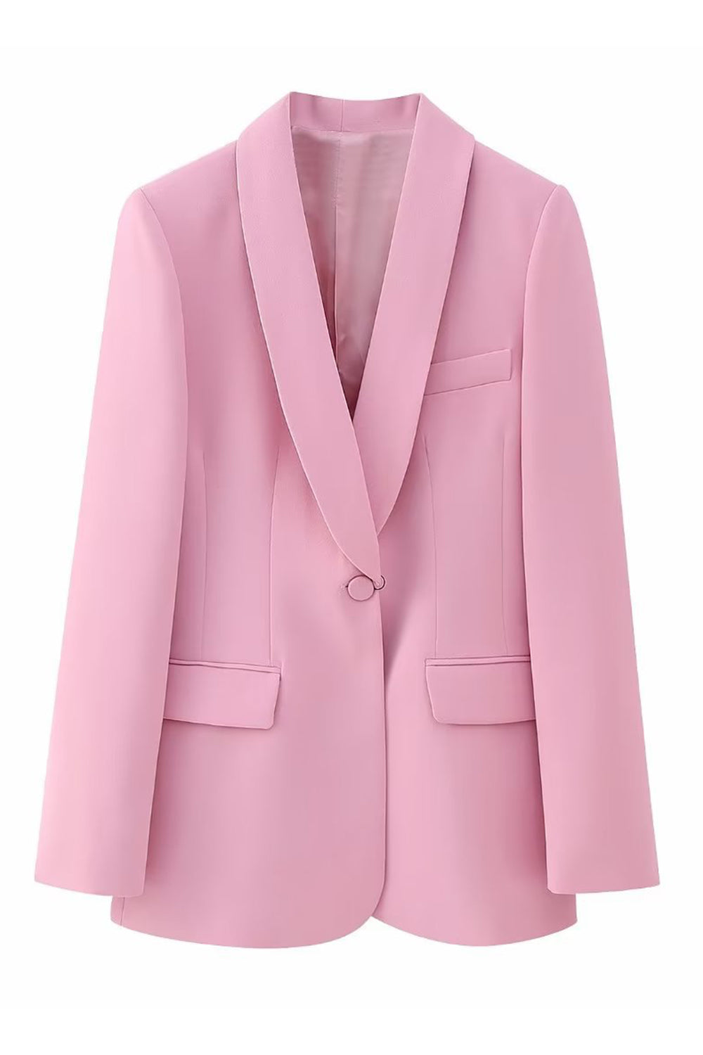 Pink Sjal Revers One Button 2 stykker Kvinder Suits