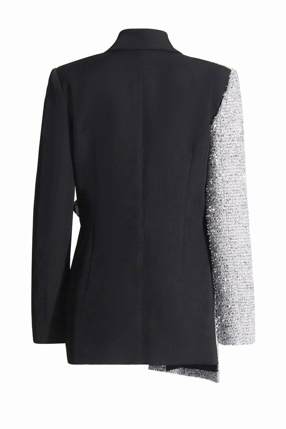 Sølv Sort Peak Revers Slim Fit Kvinder Blazer