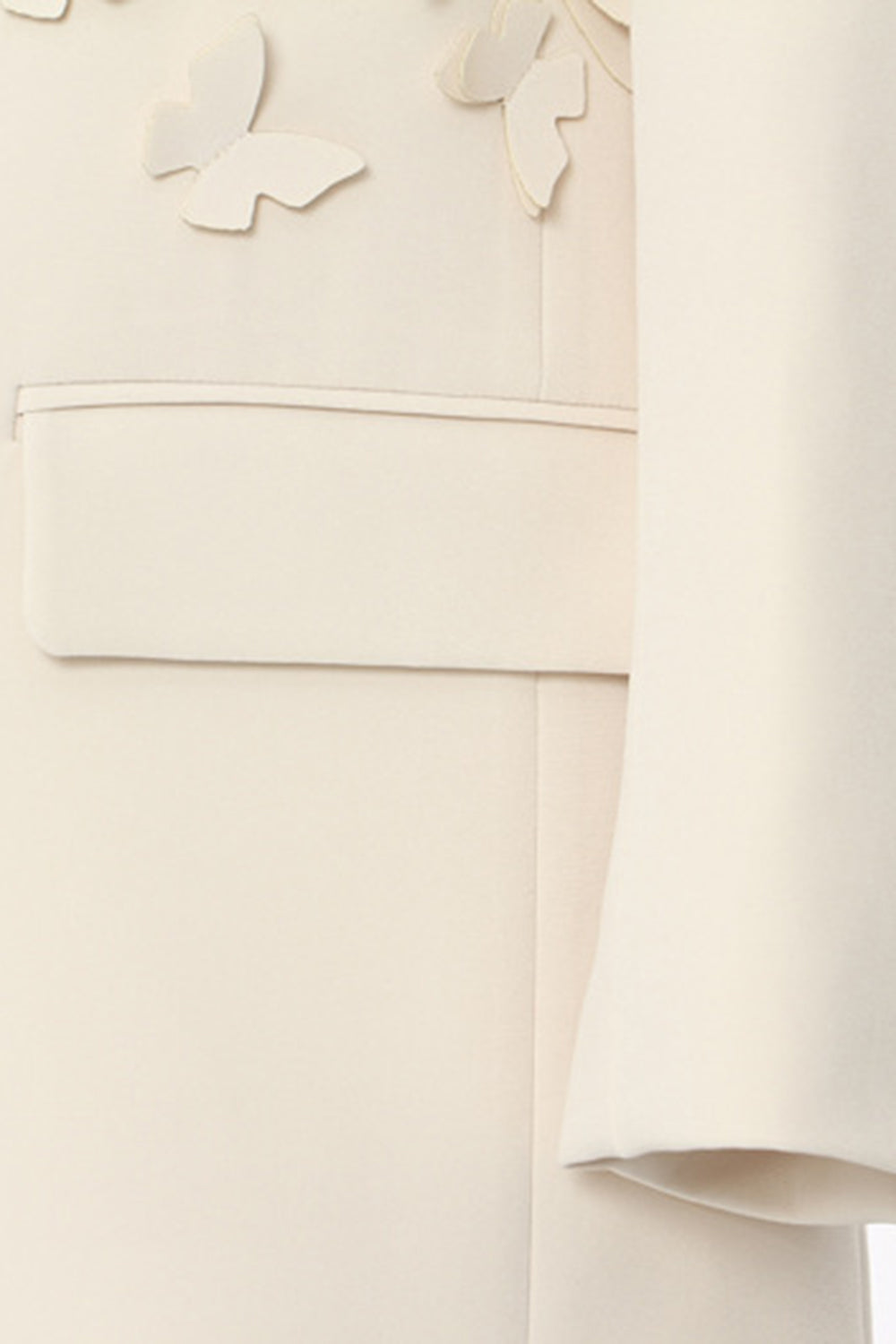 Beige Oversize Kvinder Blazer med 3D Sommerfugle