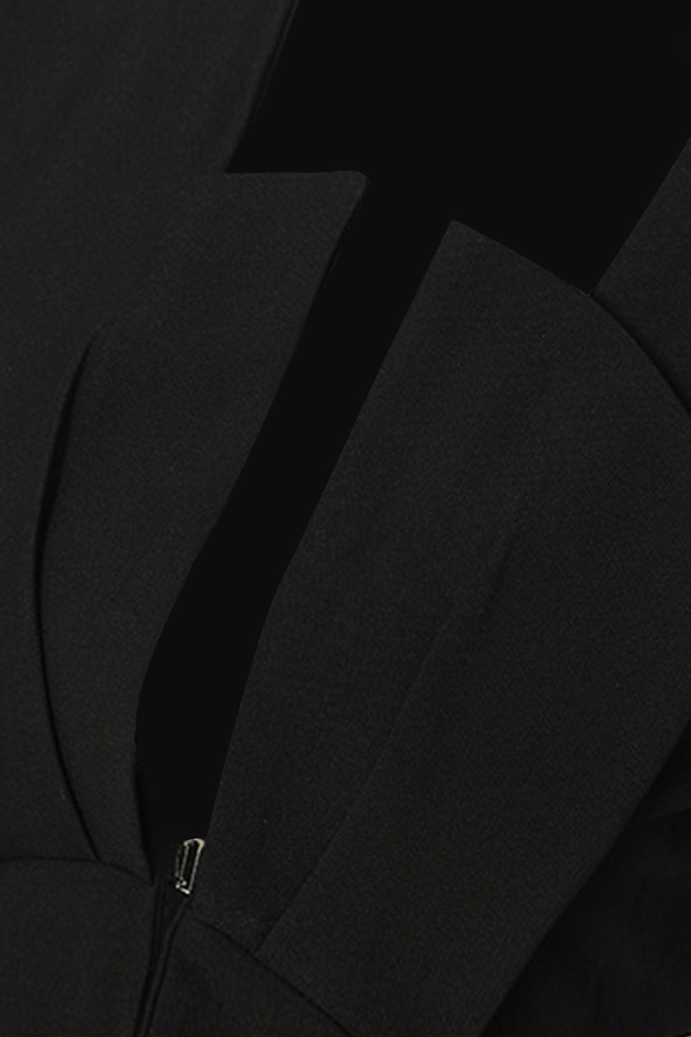 Sort Slim Fit Cut-out Kvinder Collarless Blazer