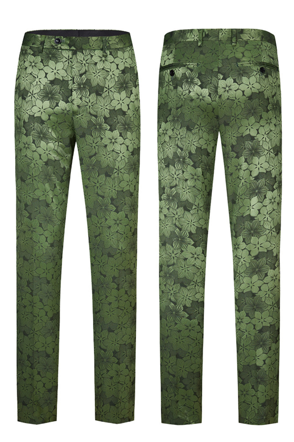 Army Green Peak revers 2-delt Mænds Prom Suit med mønster