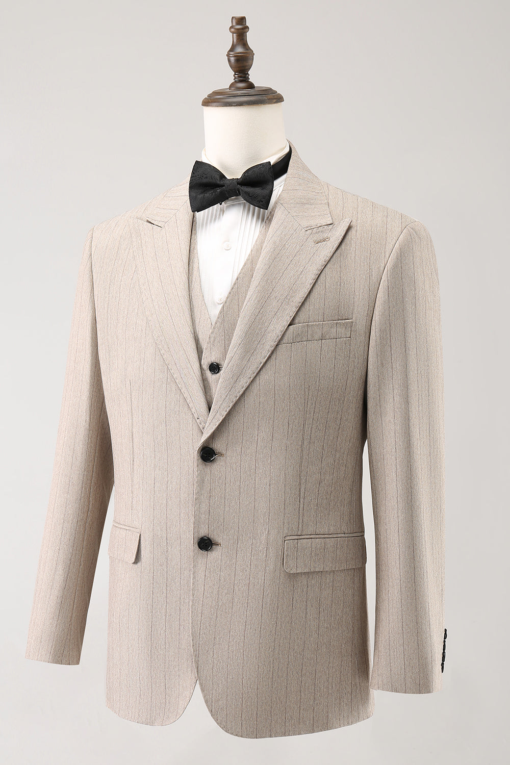 Ivory Peak revers Pinstripe Enkeltradet 3-delt Mænds Prom Suits
