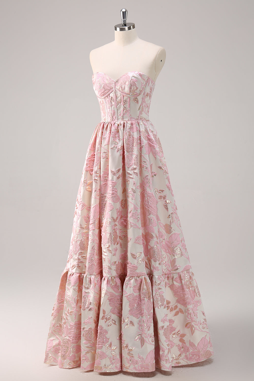 Sød blå A-linje Sweetheart brokade korset lang gallakjole