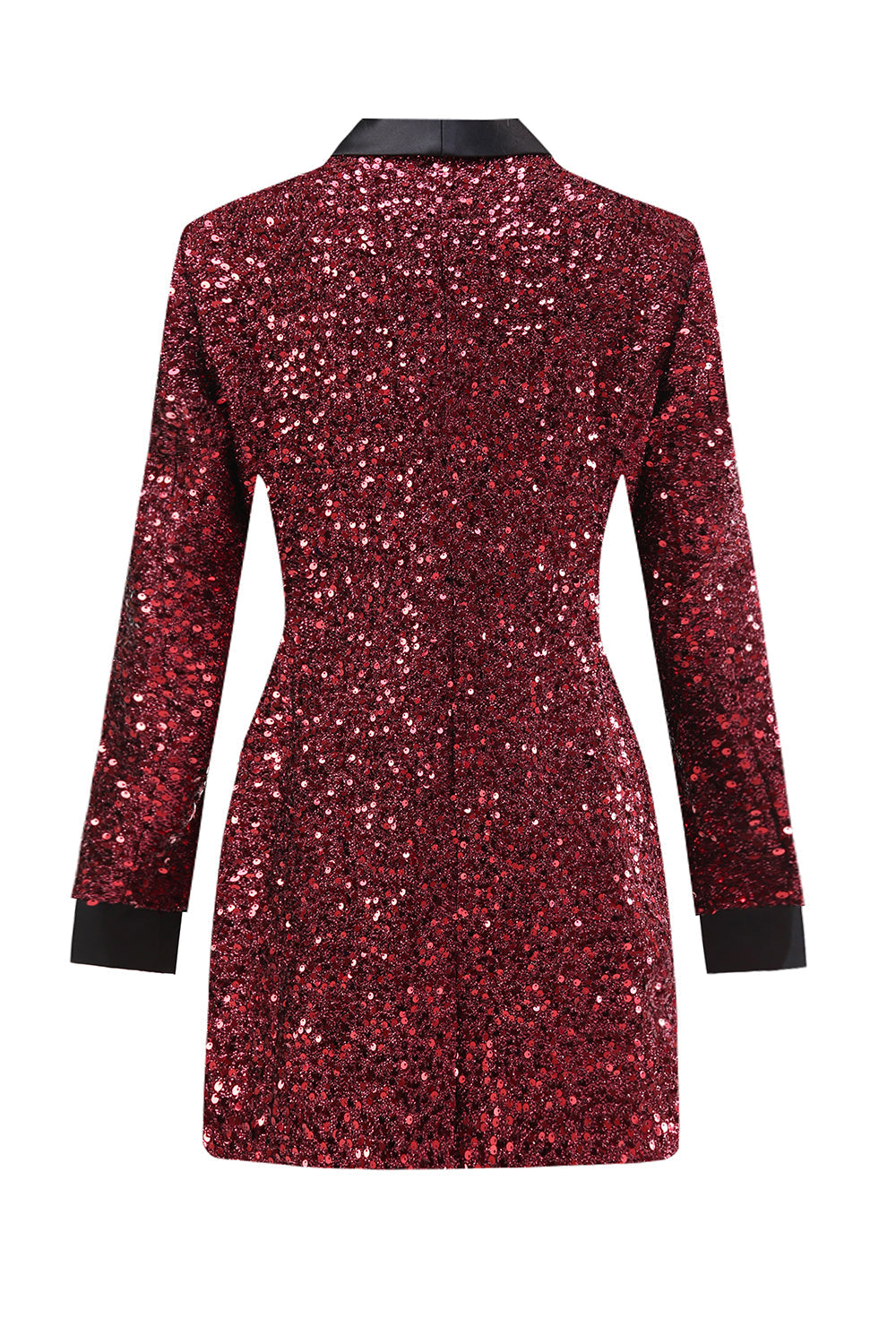 Glitrende Burgundy Bodycon Pailletter Maxi Blazer til kvinder