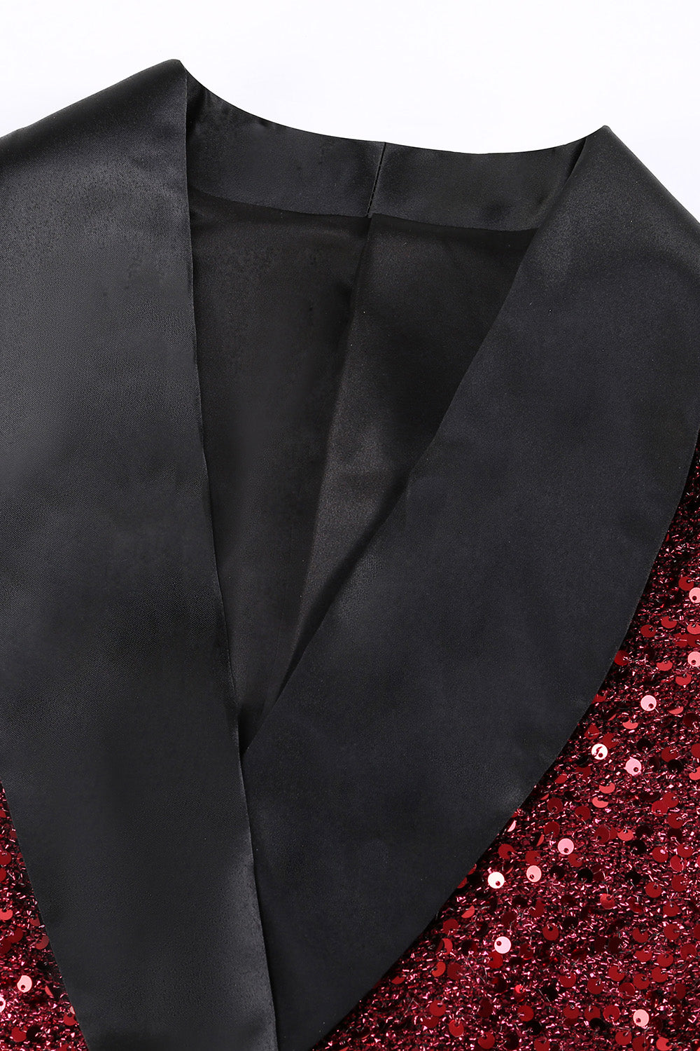 Glitrende Burgundy Bodycon Maxi Blazer til kvinder