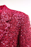 Glitrende Fuchsia Notched Lang Blazer til kvinder
