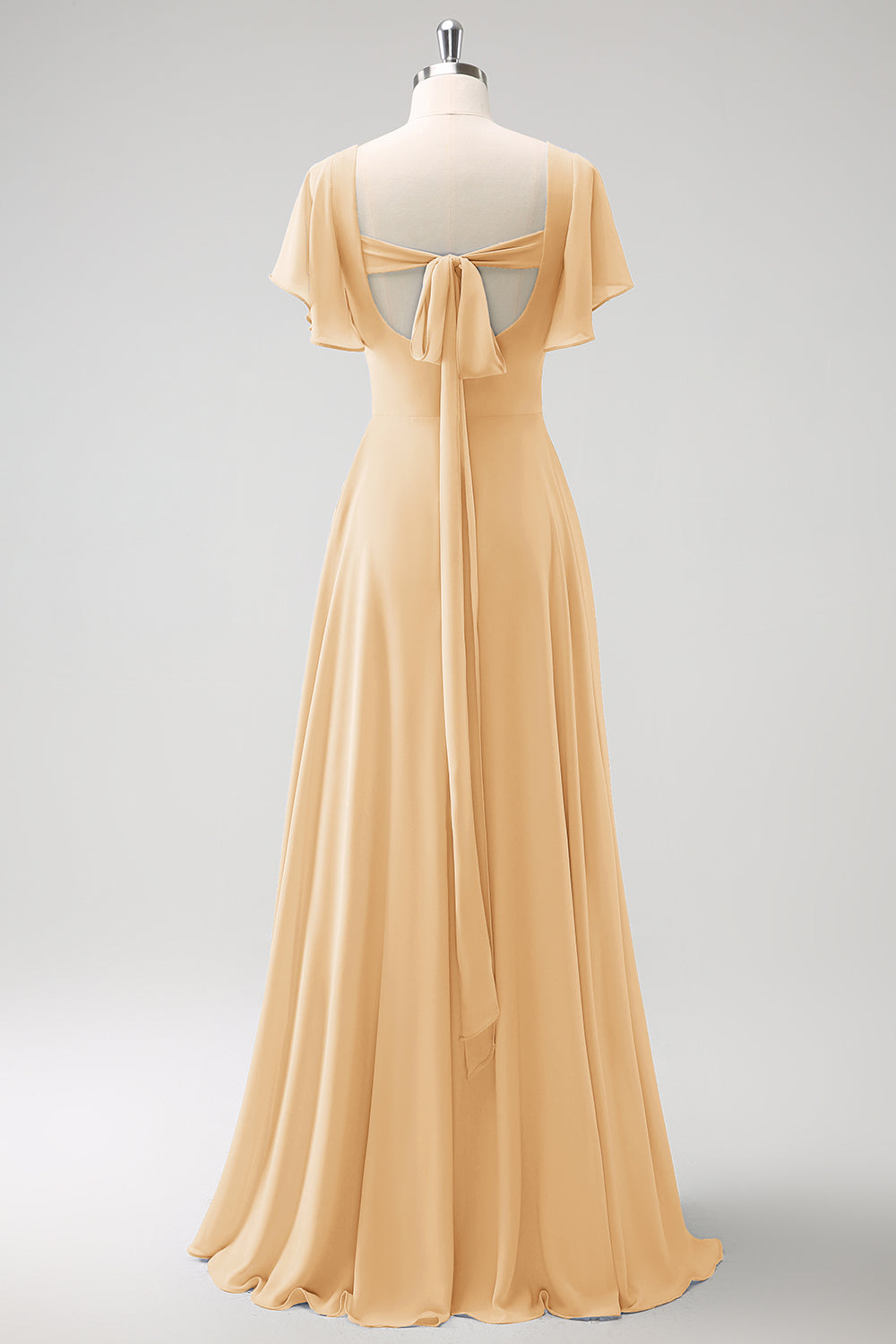 Grå Blå A Line Chiffon Lang Brudepigekjole med Slids