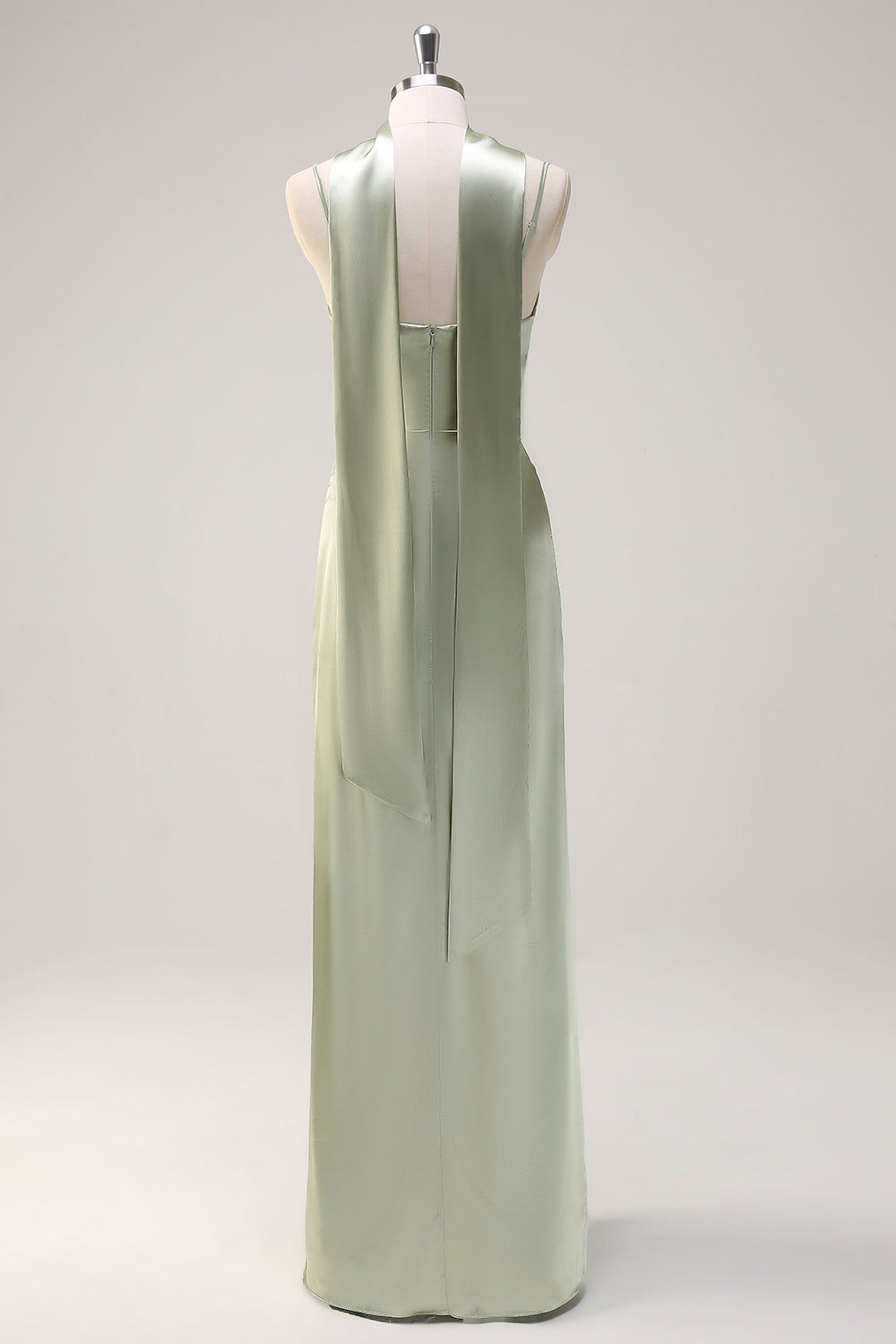 Salvie Havfrue Ruched Lang Ruched Streamer Satin brudepigekjole med slids