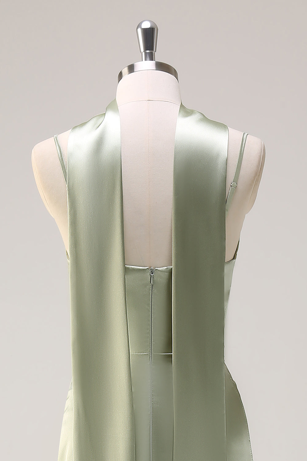 Salvie Havfrue Ruched Lang Ruched Streamer Satin brudepigekjole med slids