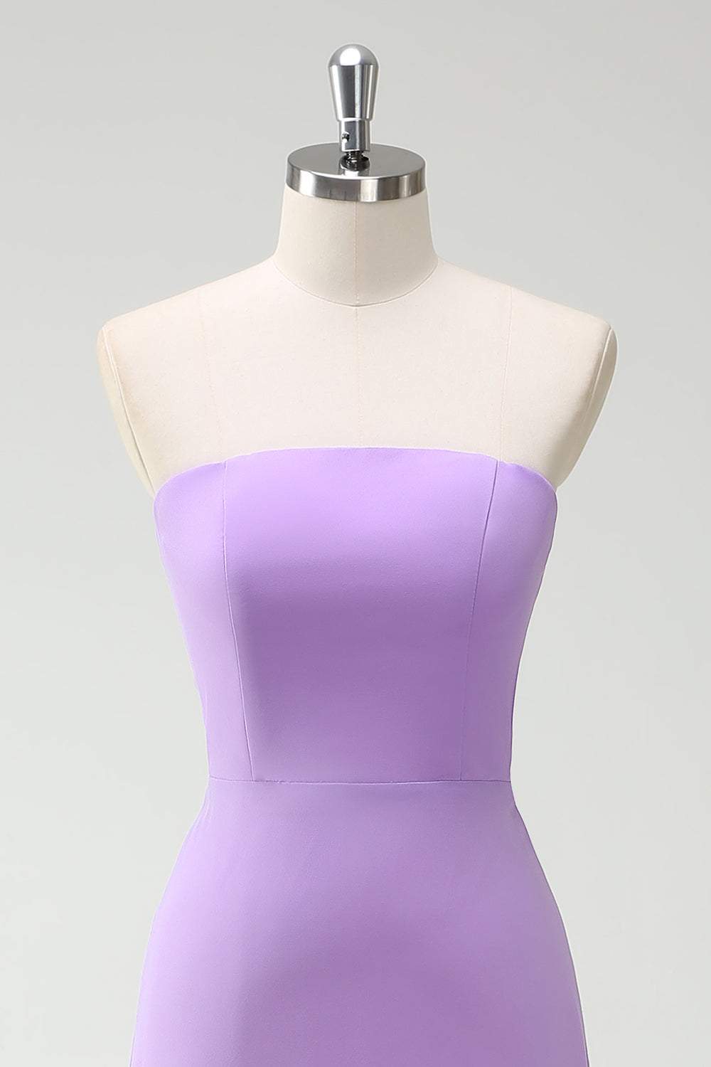 Lilla A-linje stropløs flæsefri lang brudepigekjole med butterfly