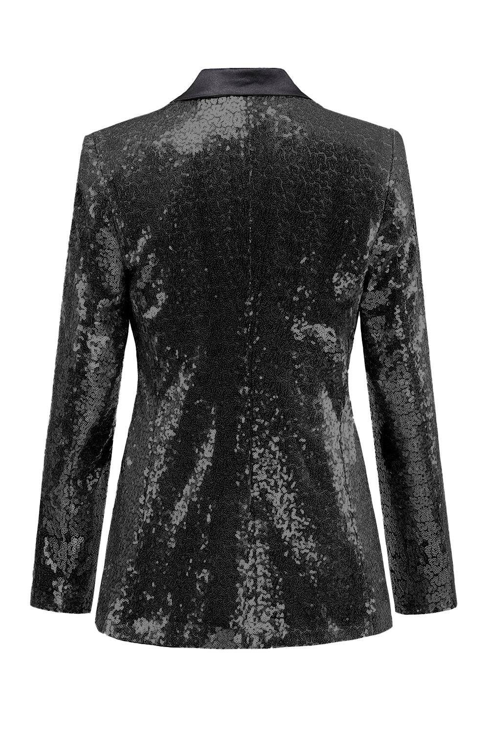 Glitrende Sølv Sort Peak revers Gallablazer til kvinder