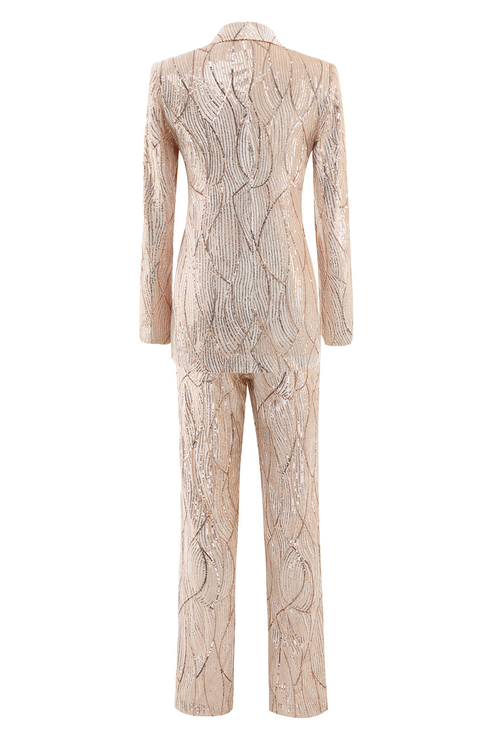 Champagne Peak revers enkelt knap pailletter kvinders dragter