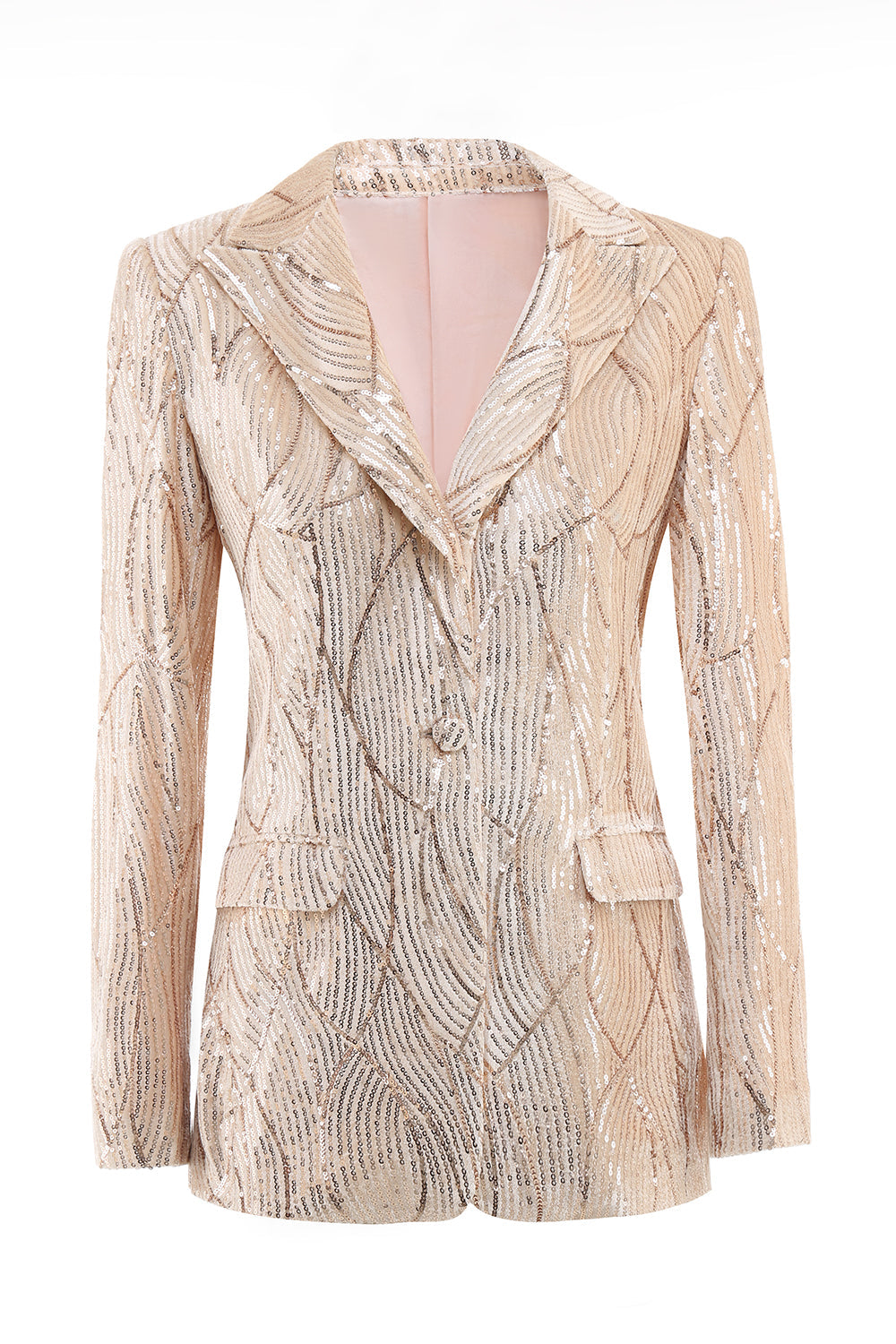 Champagne Peak revers enkelt knap pailletter kvinders dragter