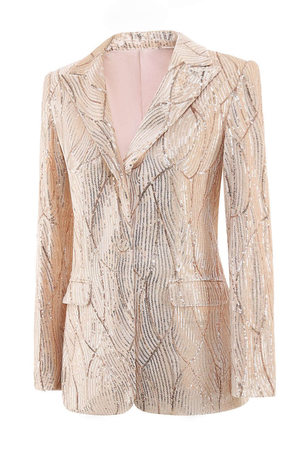 Champagne Peak revers enkelt knap pailletter kvinders dragter