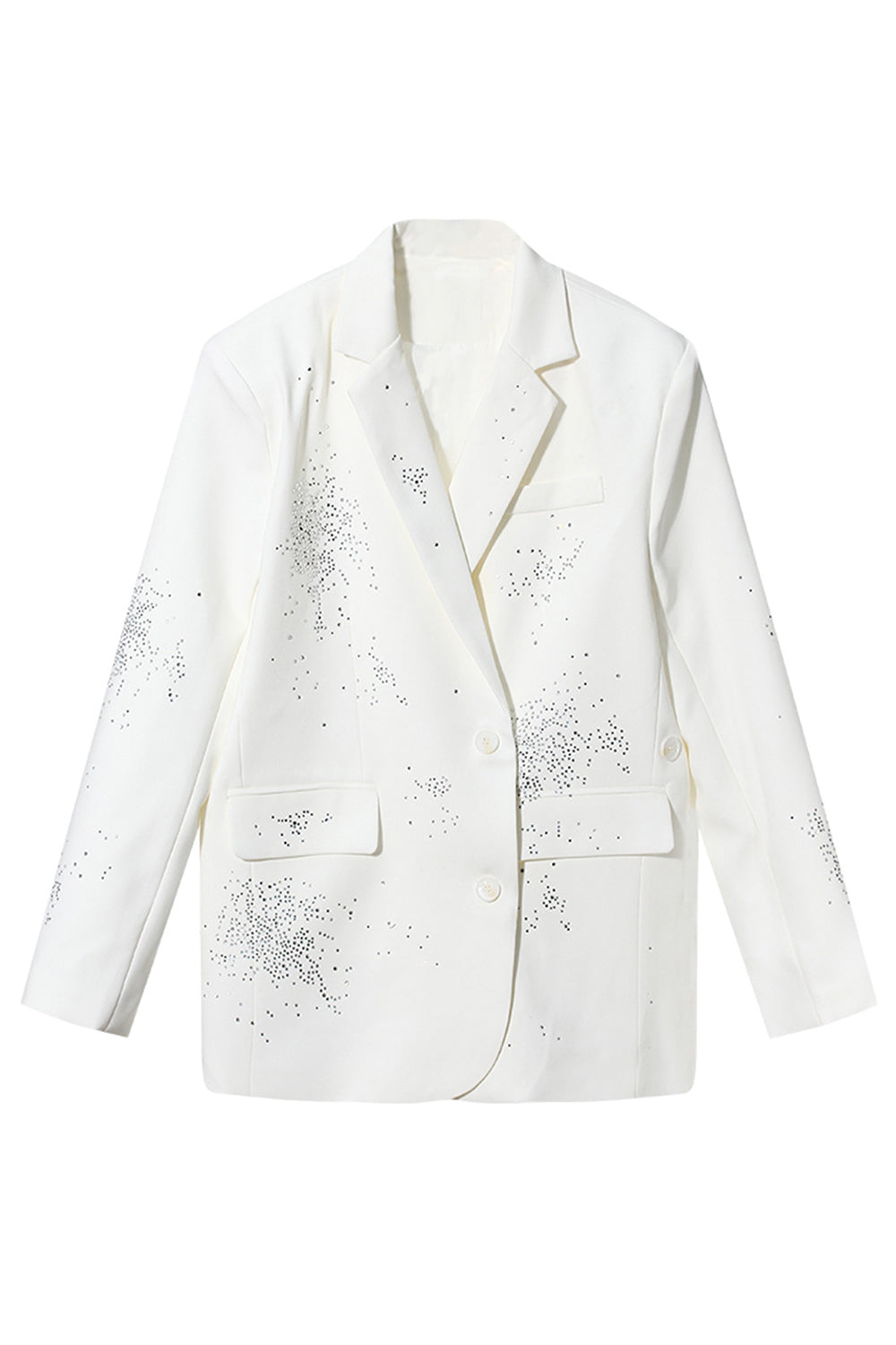 Glitrende perler sort hak revers blazer