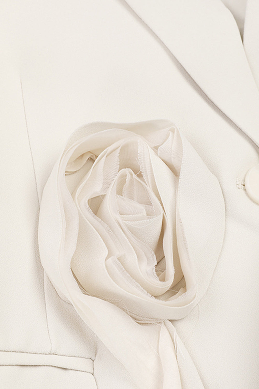 Elfenben Blomster Uregelmæssig Lang Kvinder Blazer