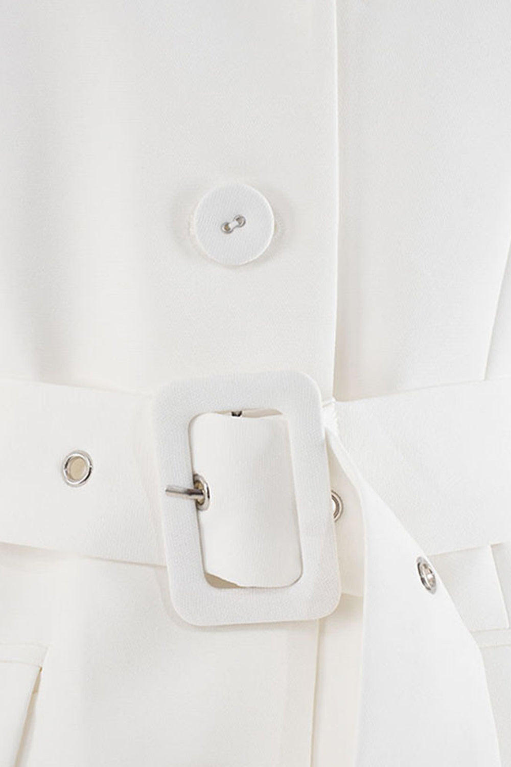 Hvid bælte plisseret chiffon kvinder blazer