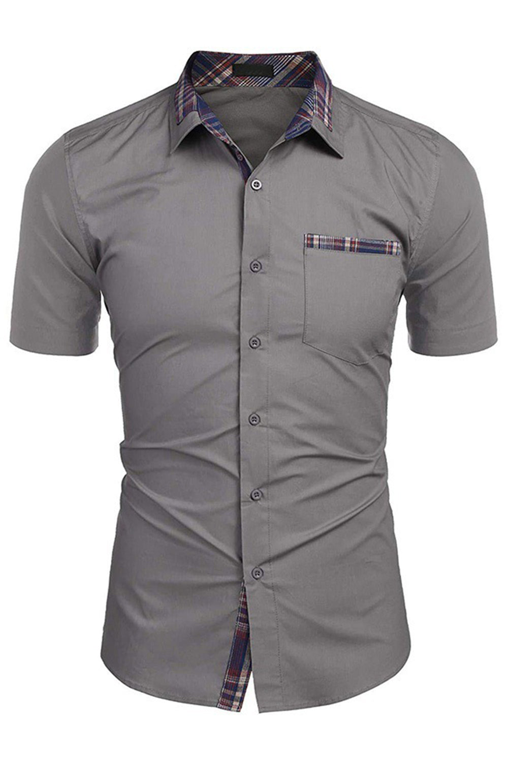 Army Green korte ærmer Button Down Casual Mænds Skjorte