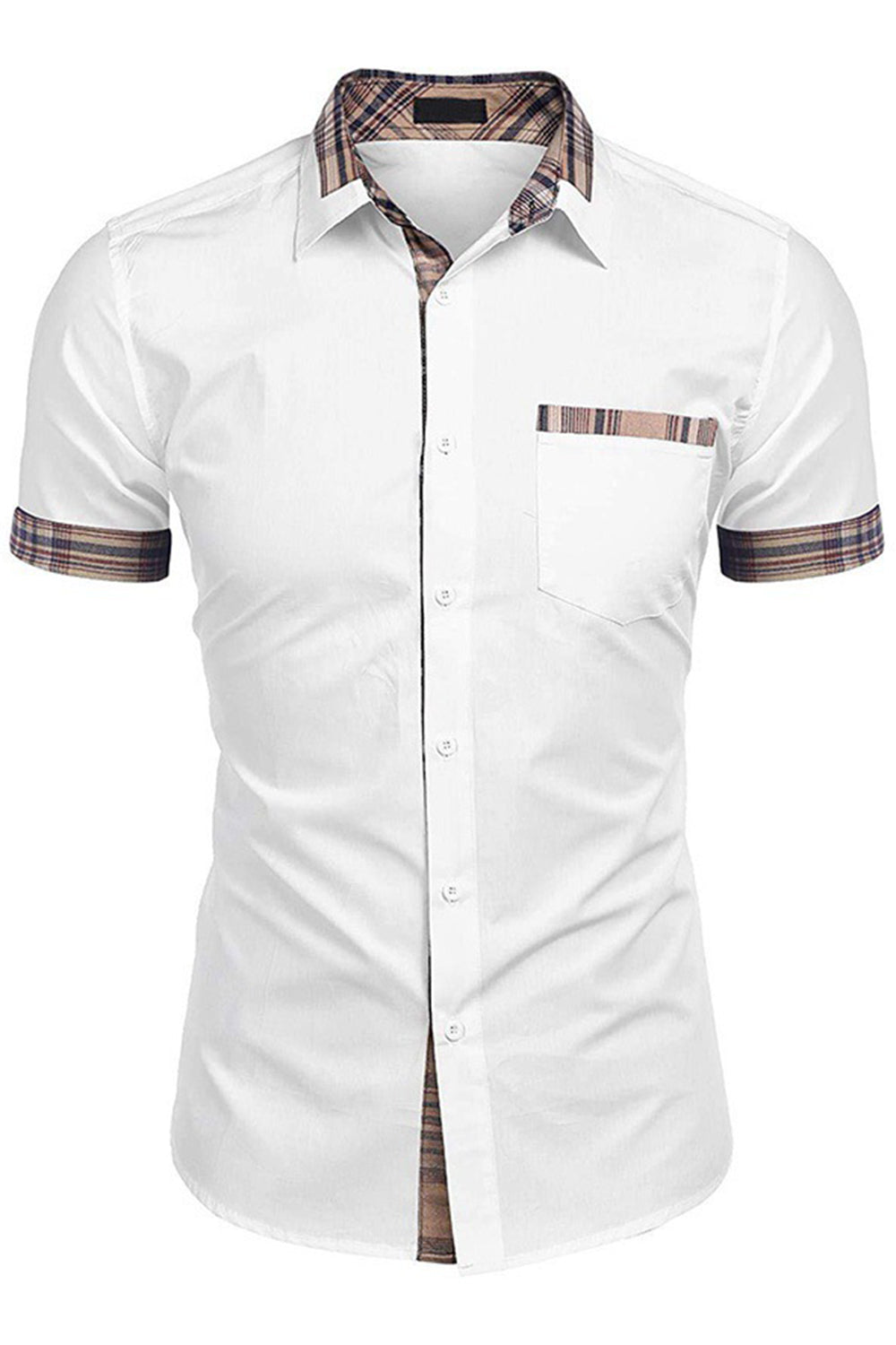 Army Green korte ærmer Button Down Casual Mænds Skjorte