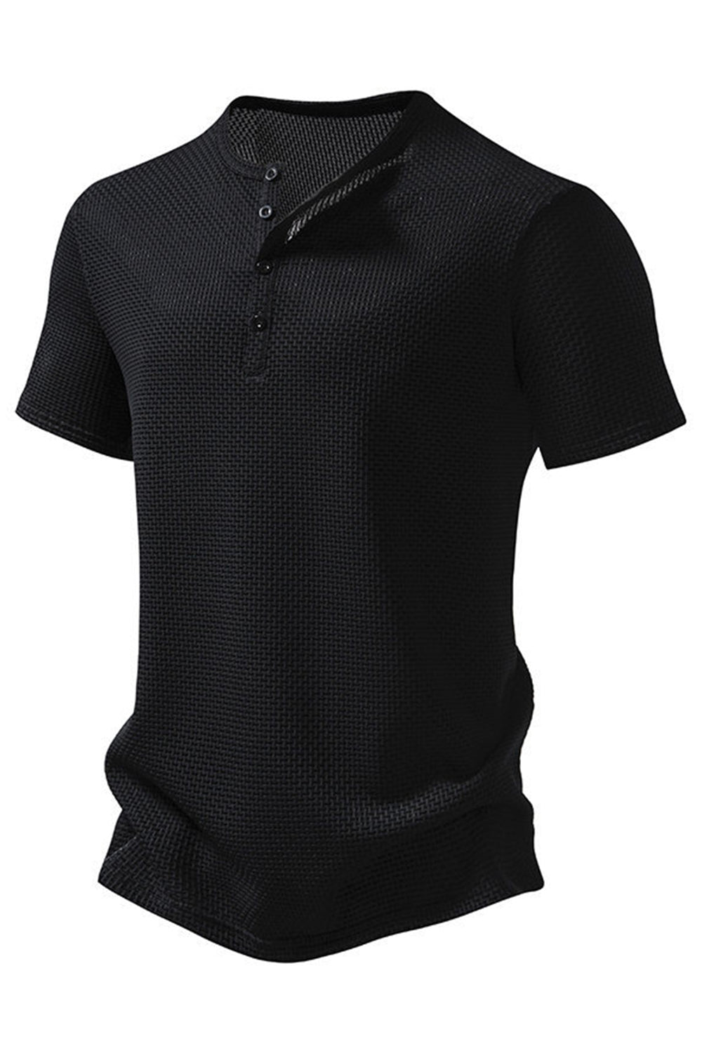 Hvid korte ærmer vaffel mænds afslappet poloshirt