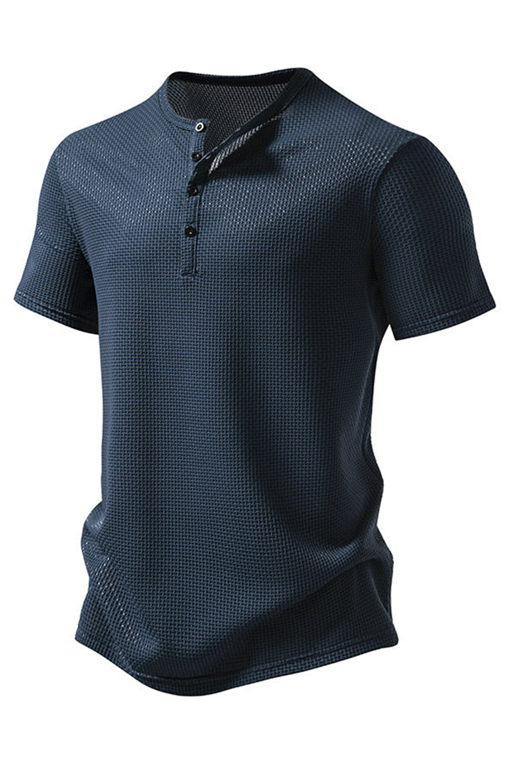 Hvid korte ærmer vaffel mænds afslappet poloshirt