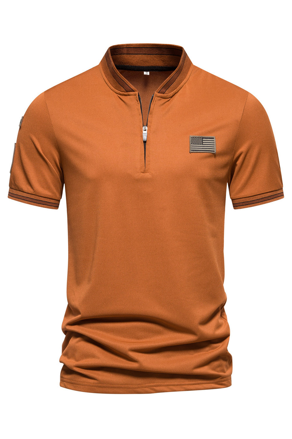 Navy korte ærmer lynlås bomuld mænds poloshirt