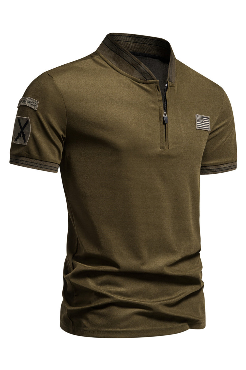 Navy korte ærmer lynlås bomuld mænds poloshirt