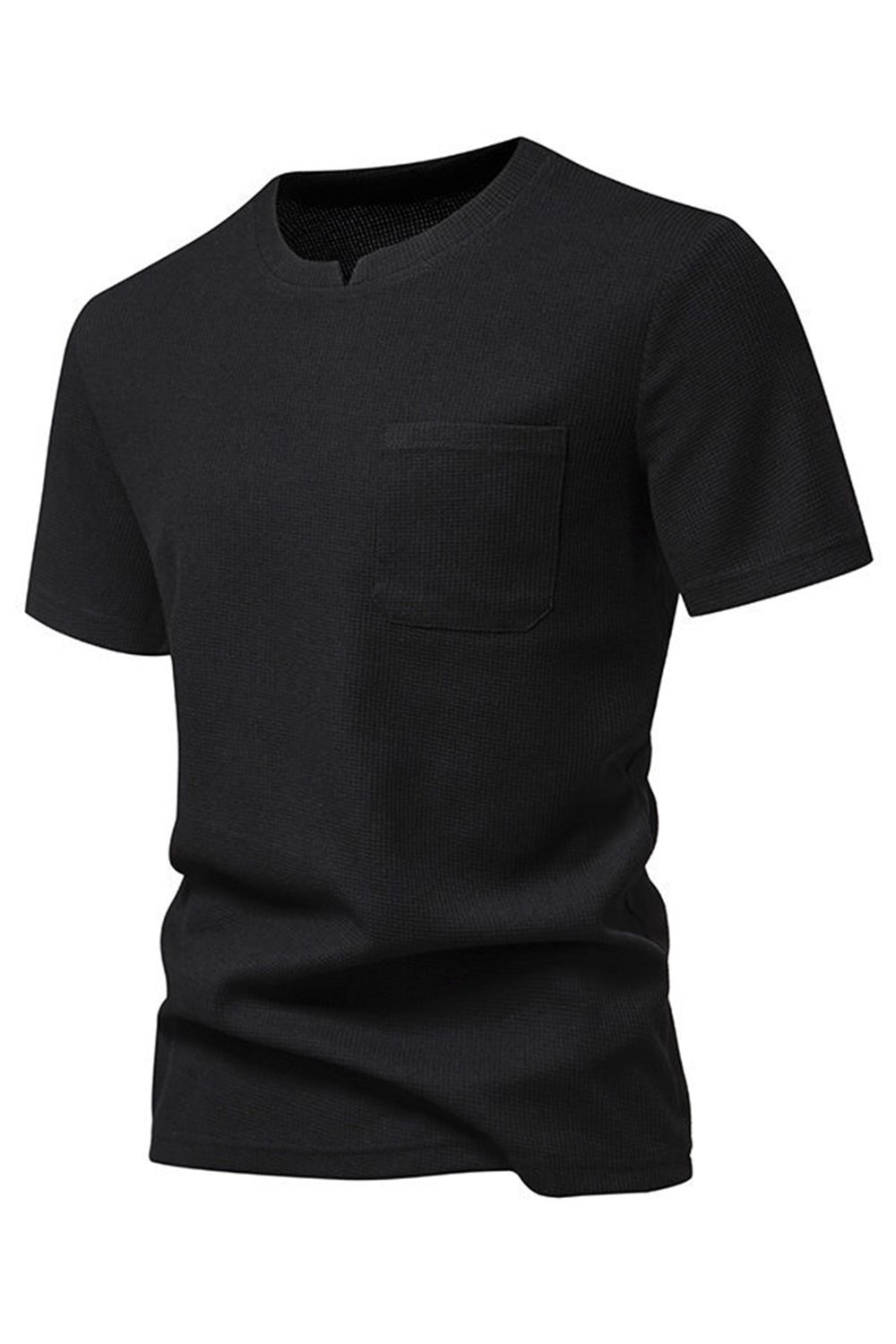 Hvid strik bomuld rund hals korte ærmer herreskjorte