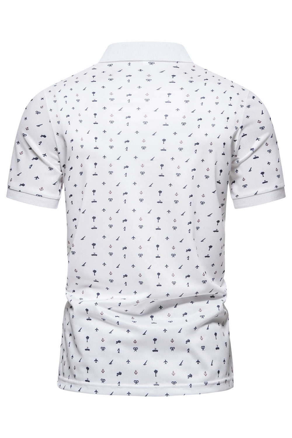 Mørkeblå mønster trykt korte ærmer mænds poloshirt