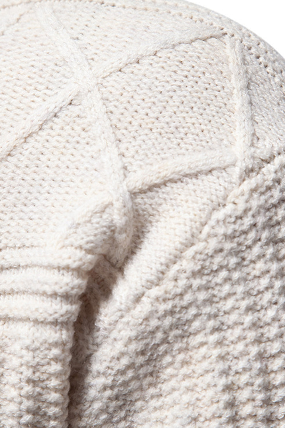 Hvid mænds rund hals kabel pullover sweater