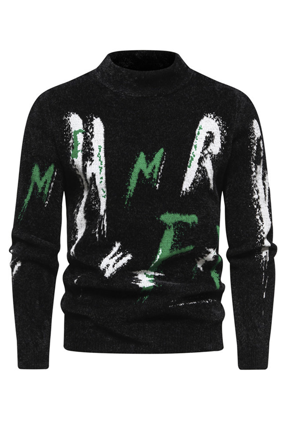 Hvid rund hals Slim Fit Mænds sweater