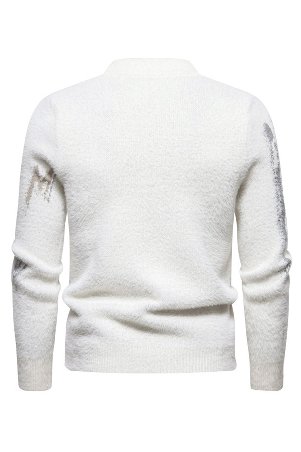 Hvid rund hals Slim Fit Mænds sweater