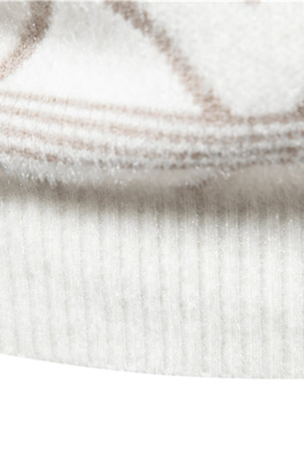 Hvid mænds rund hals stribet print pullover sweater