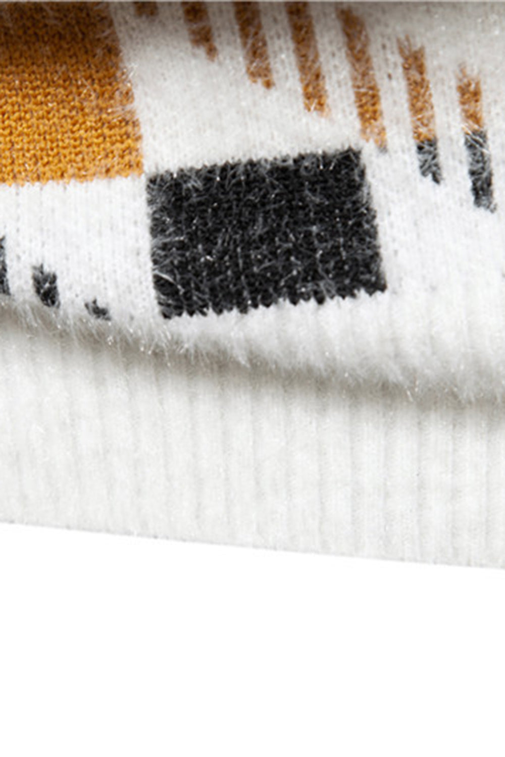 Rund hals mænds hvid trykt strik sweater