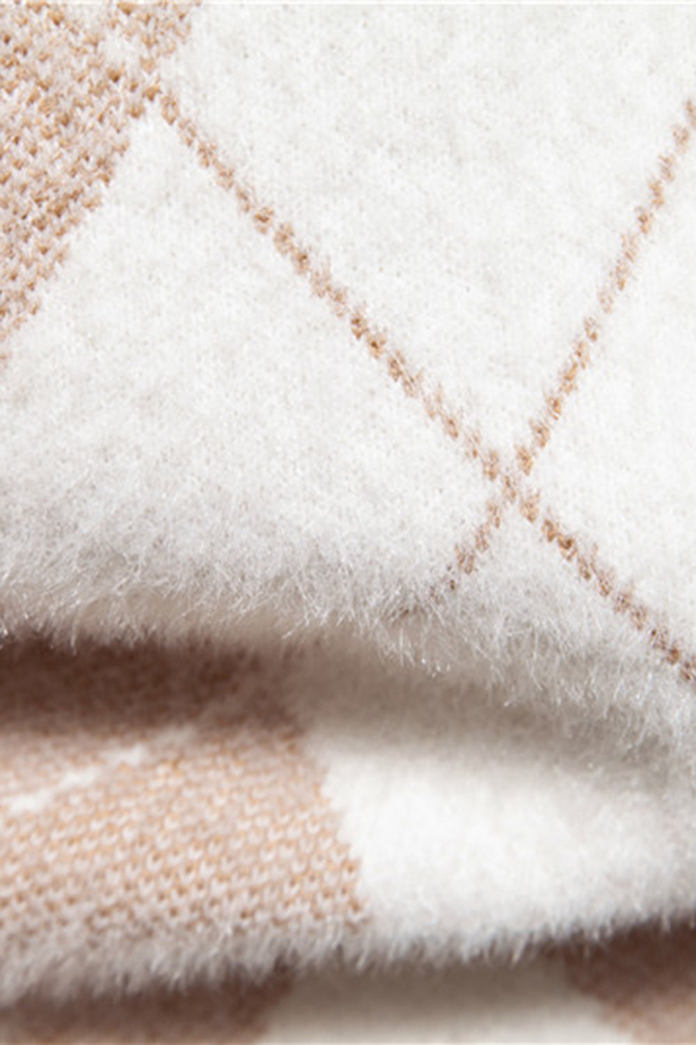 Lys Khaki mænds rund hals strik trykt sweater