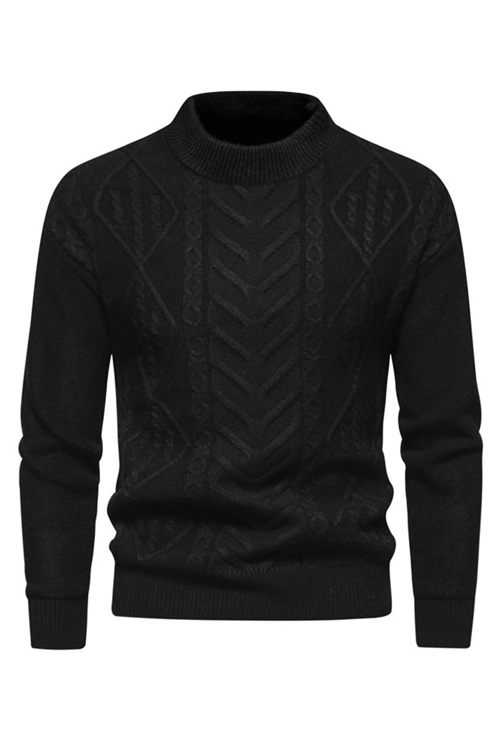 Hvid Jacquard rund hals mænds strik sweater