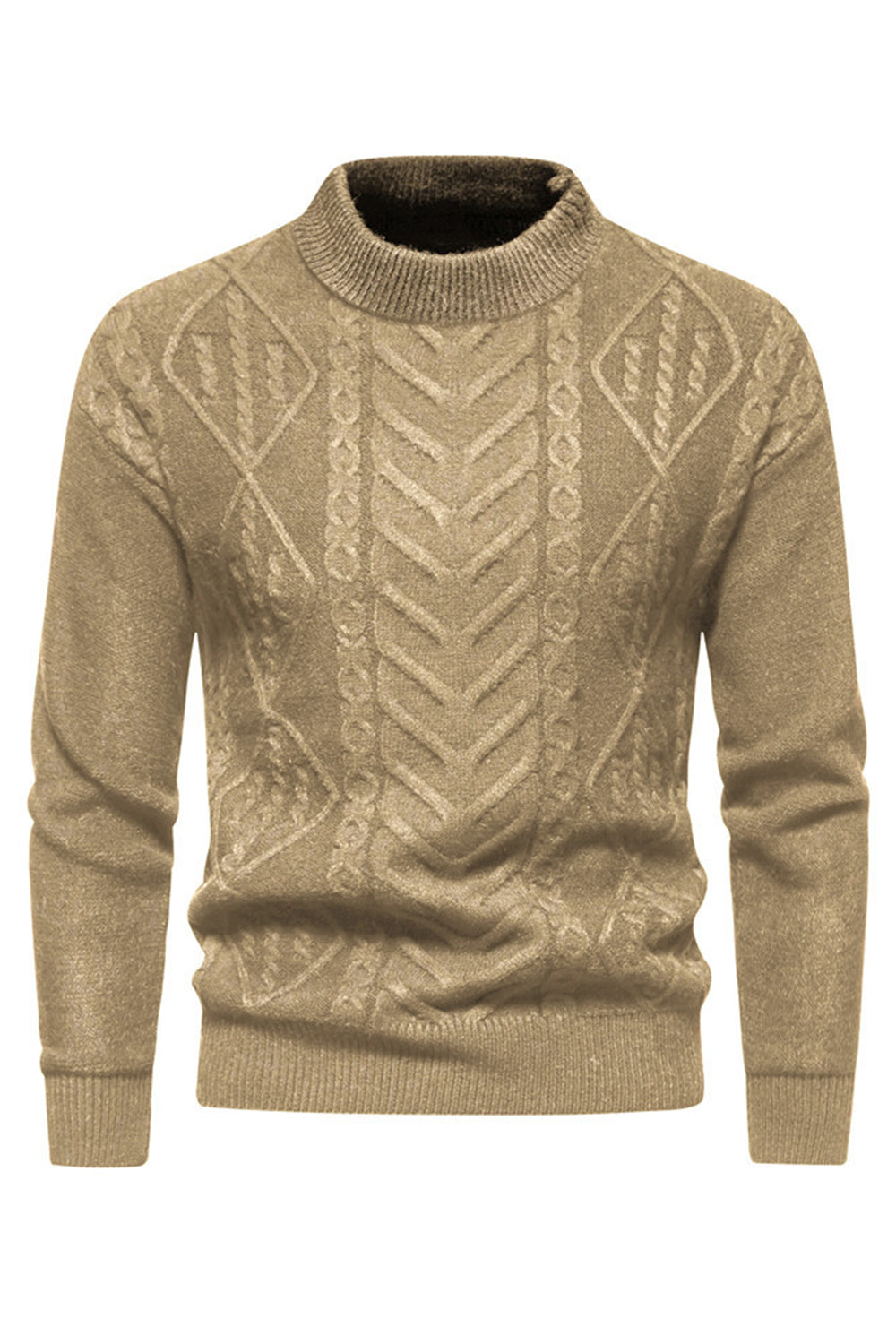 Hvid Jacquard rund hals mænds strik sweater