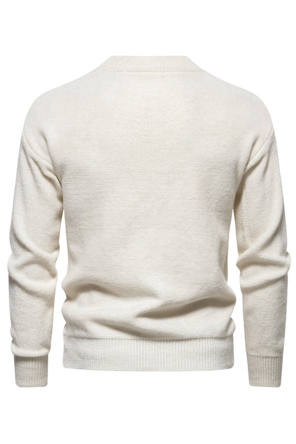 Hvid Jacquard rund hals mænds strik sweater