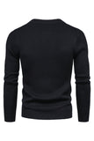 Sort rund hals mænds lynlås strikket sweater