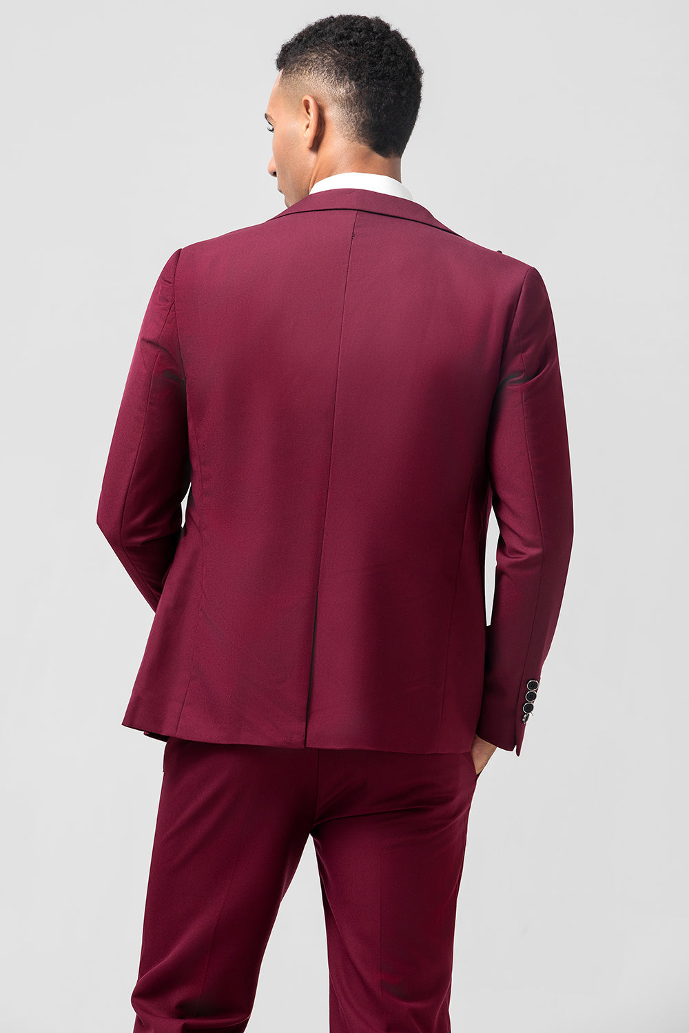 Burgundy 3 Pieces Peak Revers Mænds Galladragter