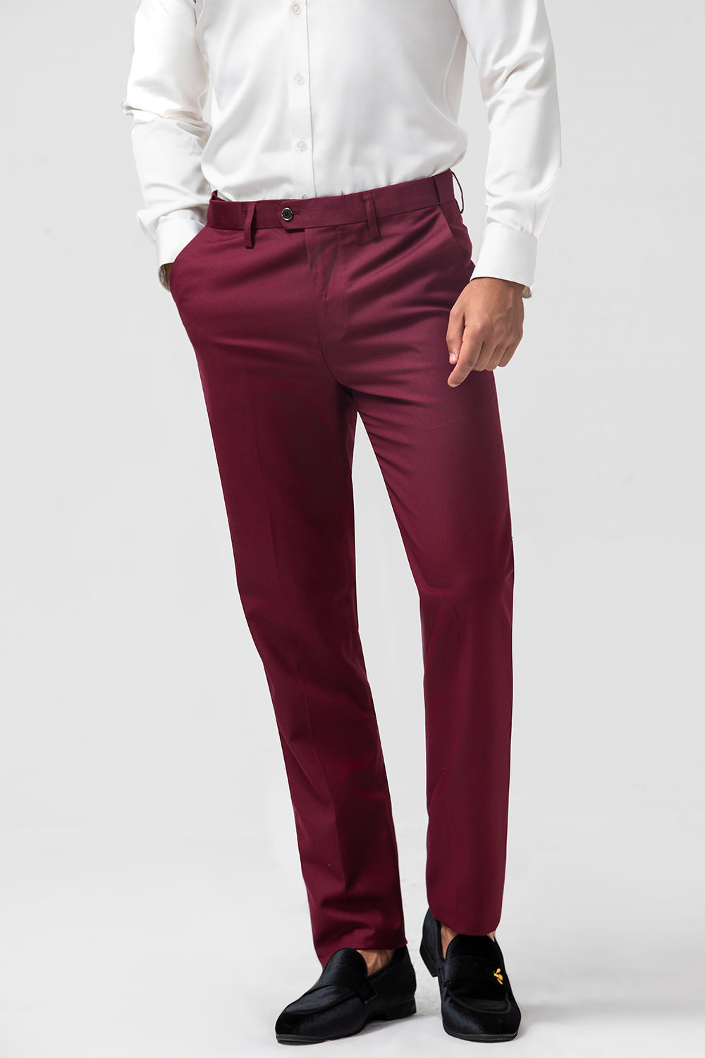 Burgundy 3 Pieces Peak Revers Mænds Galladragter