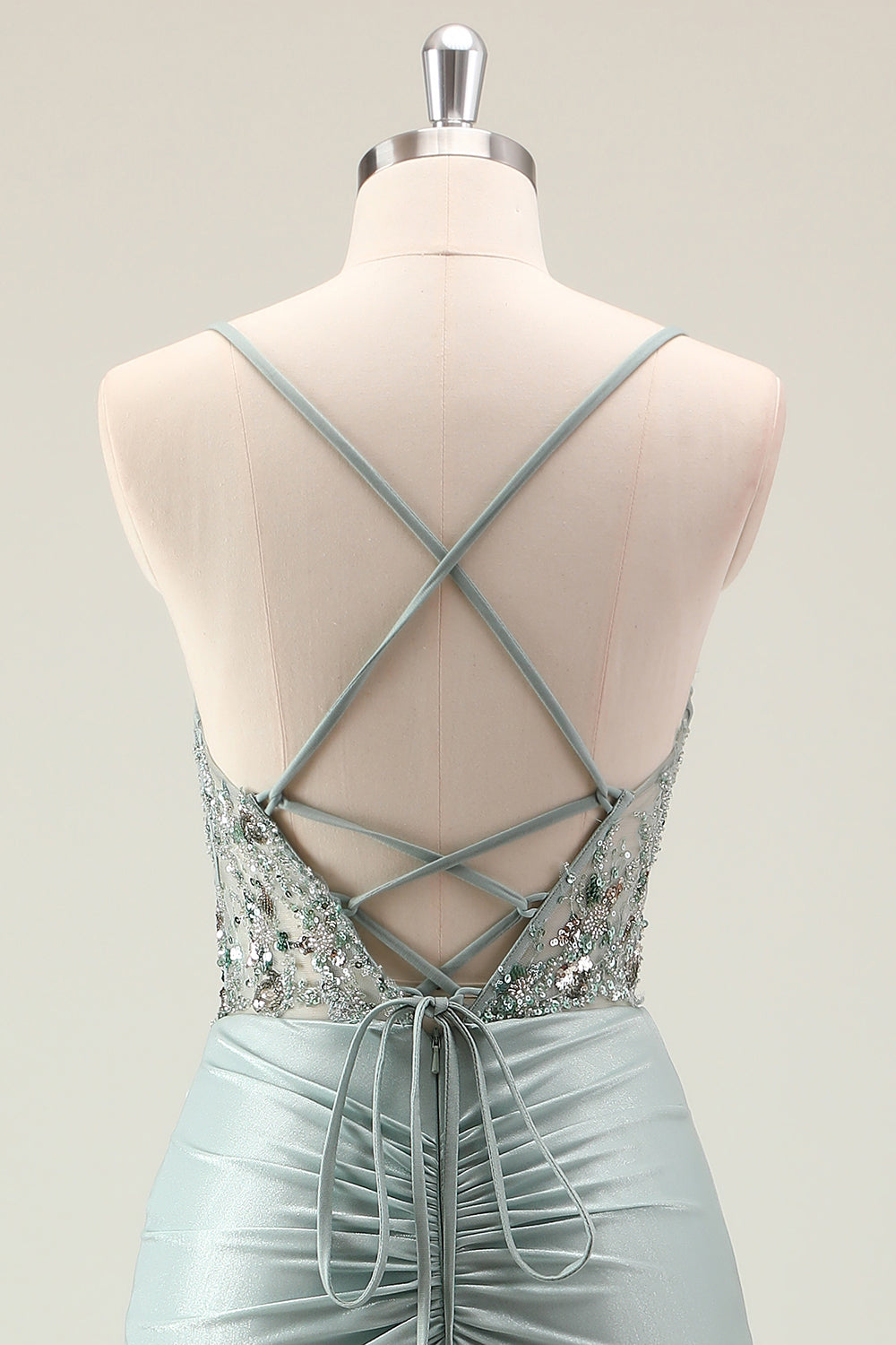 Mørk Navy Havfrue Glitrende Pailletter Spaghetti Stropper Gallakjole med slids