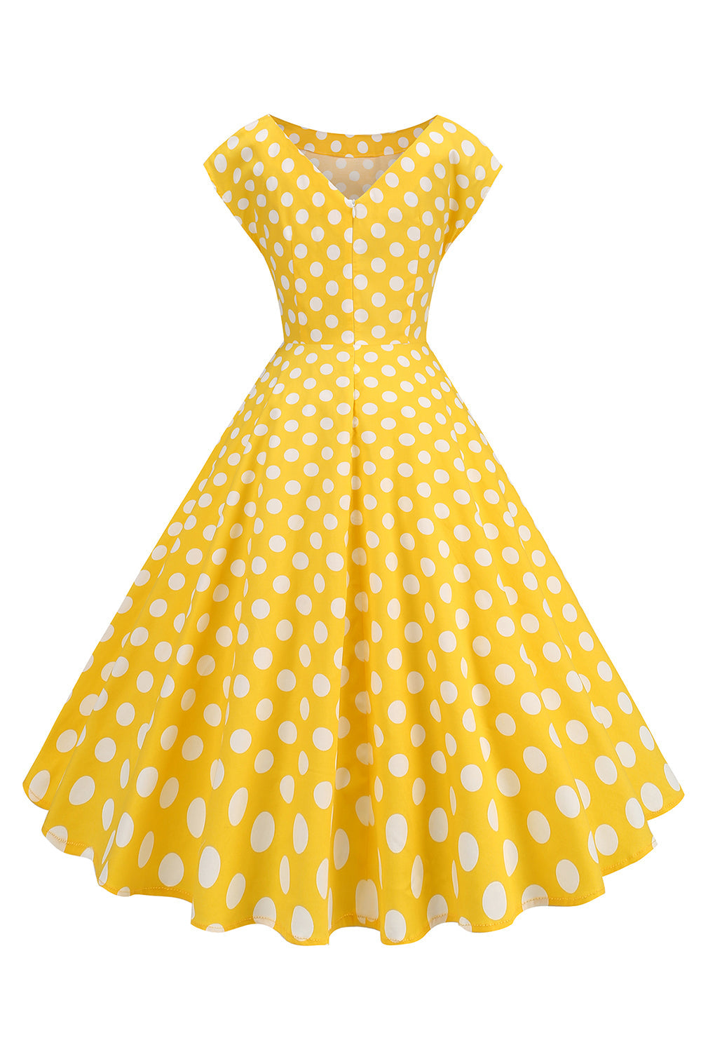 Rød og sort Plaid A-linje V-hals 1950'er kjole