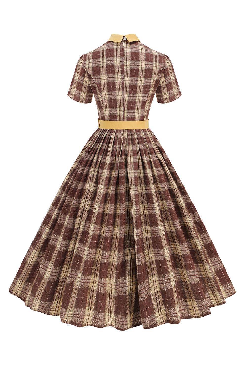 Sort Plaid A-linje Peter Pan Krave Midi 1950'er Kjole