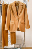 Camel Velvet 2 stykker Notched Revers Kvinders dragter