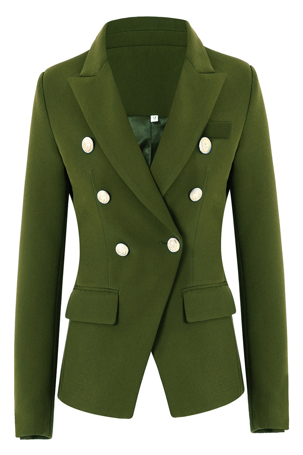 Army Green Peak revers Midi Blazer til kvinder