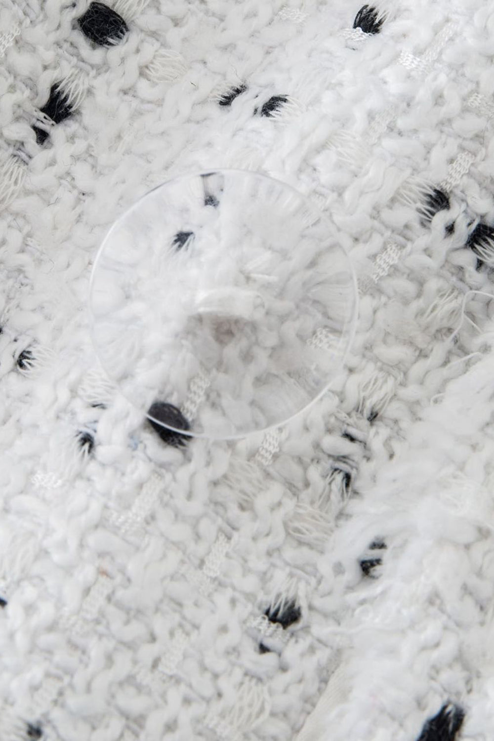 Hvid dobbeltradet prikket Midi Kvinders Blazer