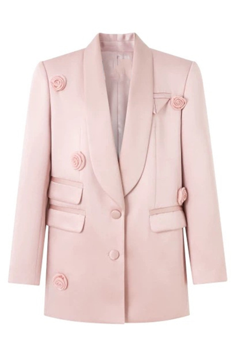 Blush Sjal Revers Kvinder Blazer med 3D Blomster