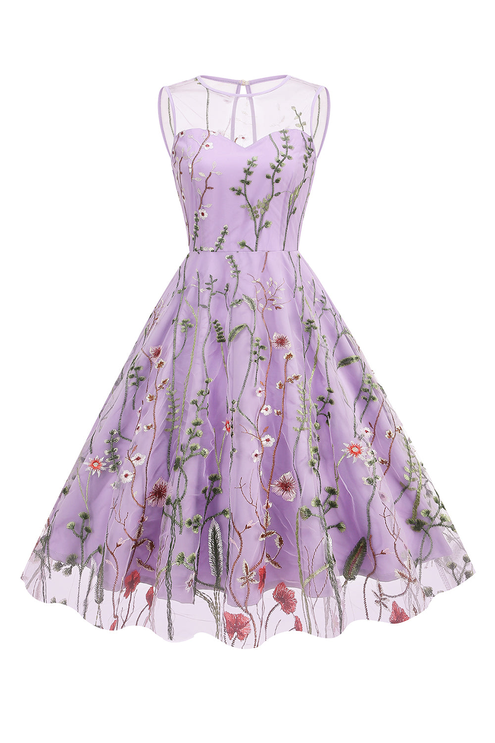 Blush A Line Bateau Hals Ærmer 1950'erne Kjole